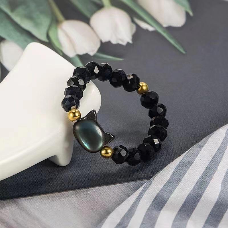 1 шт. кольца с обсидианом, бусины, минималистское кольцо с непоседой, милое черно-белое кольцо ручной работы с котом, женские вечерние аксессуары, ювелирные изделия