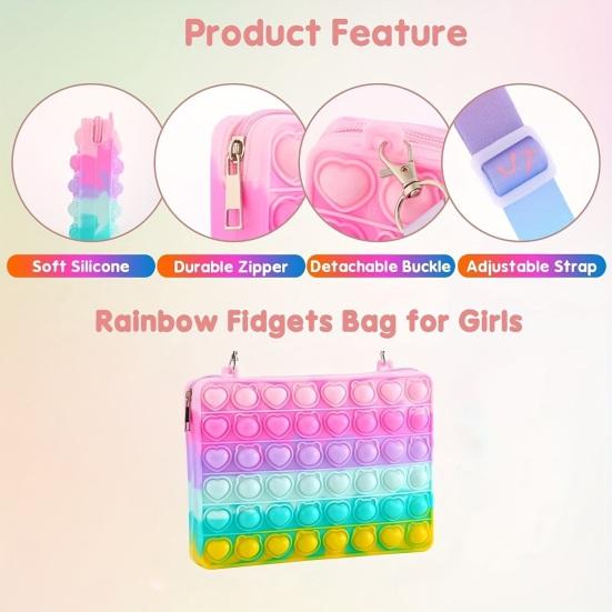 Женская сумка через плечо с регулируемым ремешком, градиентным цветом, застежкой-молнией, снимающей стресс, пузырьками, съемной пряжкой, радужной сумкой-непоседой, дорожная сумка
