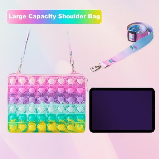 Женская сумка через плечо с регулируемым ремешком градиентного цвета, застежкой-молнией, снимающей стресс, пузырьками, съемной пряжкой, радужной сумкой-непоседой, портативной дорожной сумкой